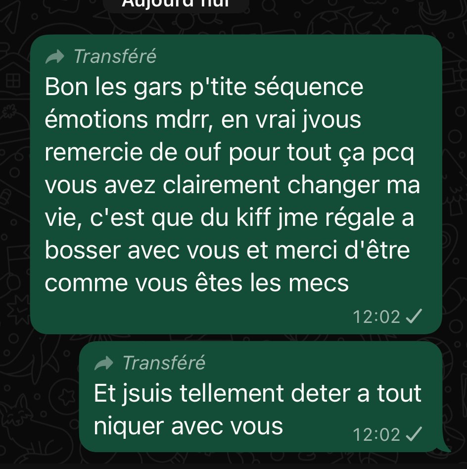 Message d'un membre de l'équipe